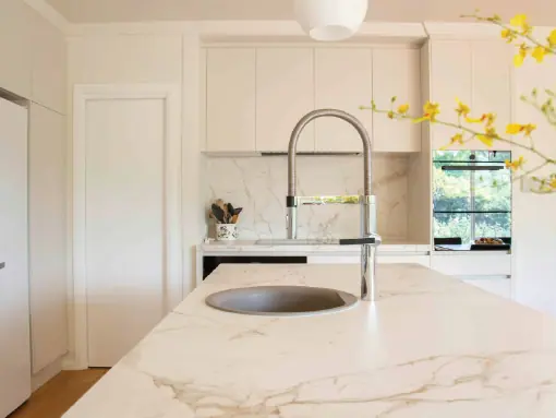 kitchen countertop with marble finish